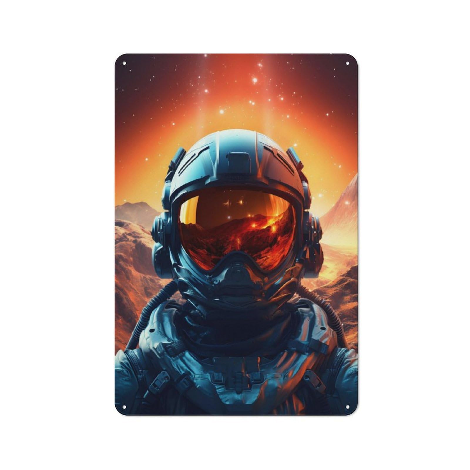 Junmoney Spaceman Abstract Deco Retro Metal Plaque 30X20cm Featuring For Garage Wall, A Winter Wall Decor Update For Workshop Decor Fans