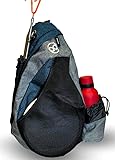 Tournament Slinger Bag | Carries 6-12 Disc Golf Discs | Includes Extra Pockets for Retriever and Mini (Blue/Grey)