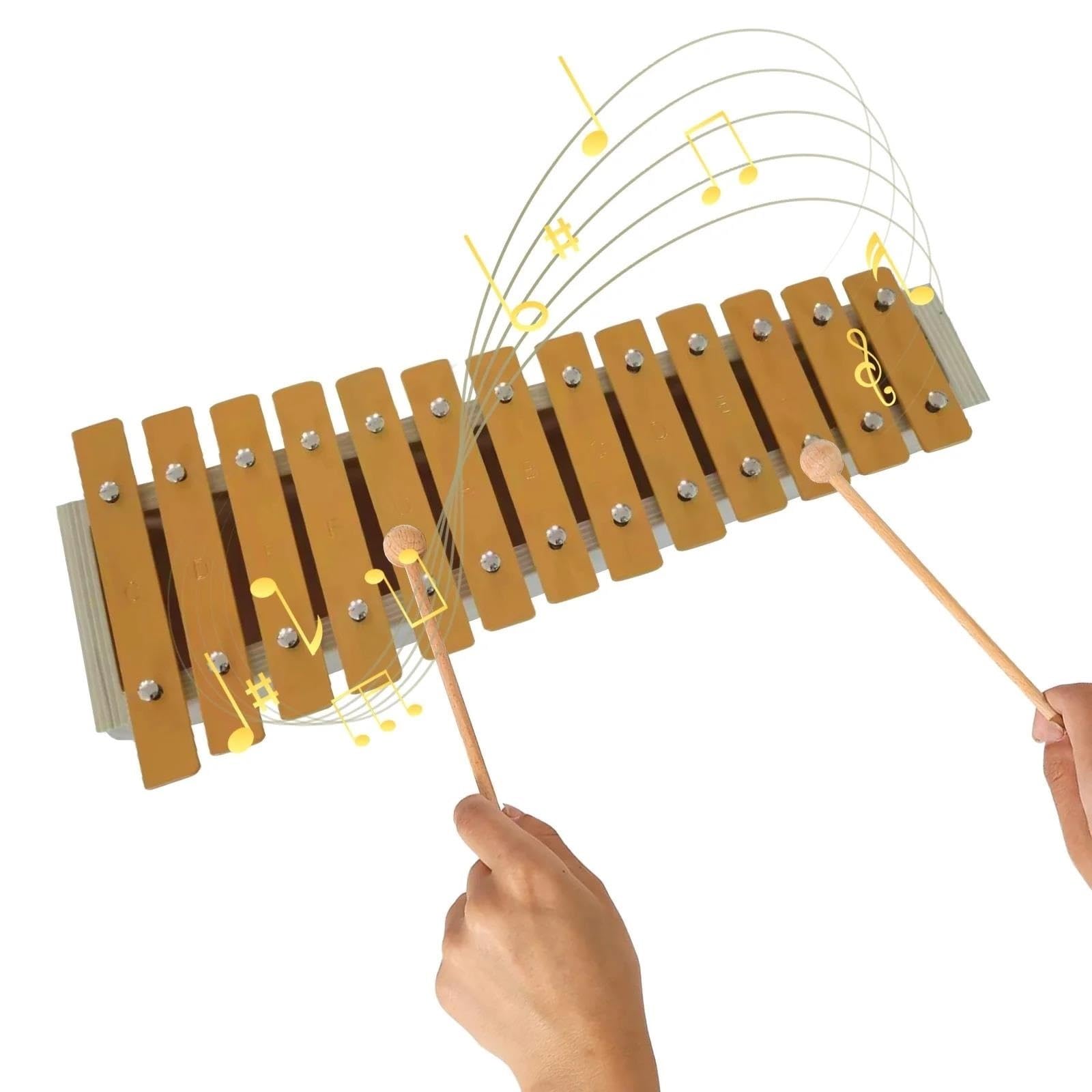 Xilofono Principiante 13 Note Glockenspiel Classico Colore Legno Xilofono Tasti Metallici Percussioni Ritmo Strumento Musicale Portatile