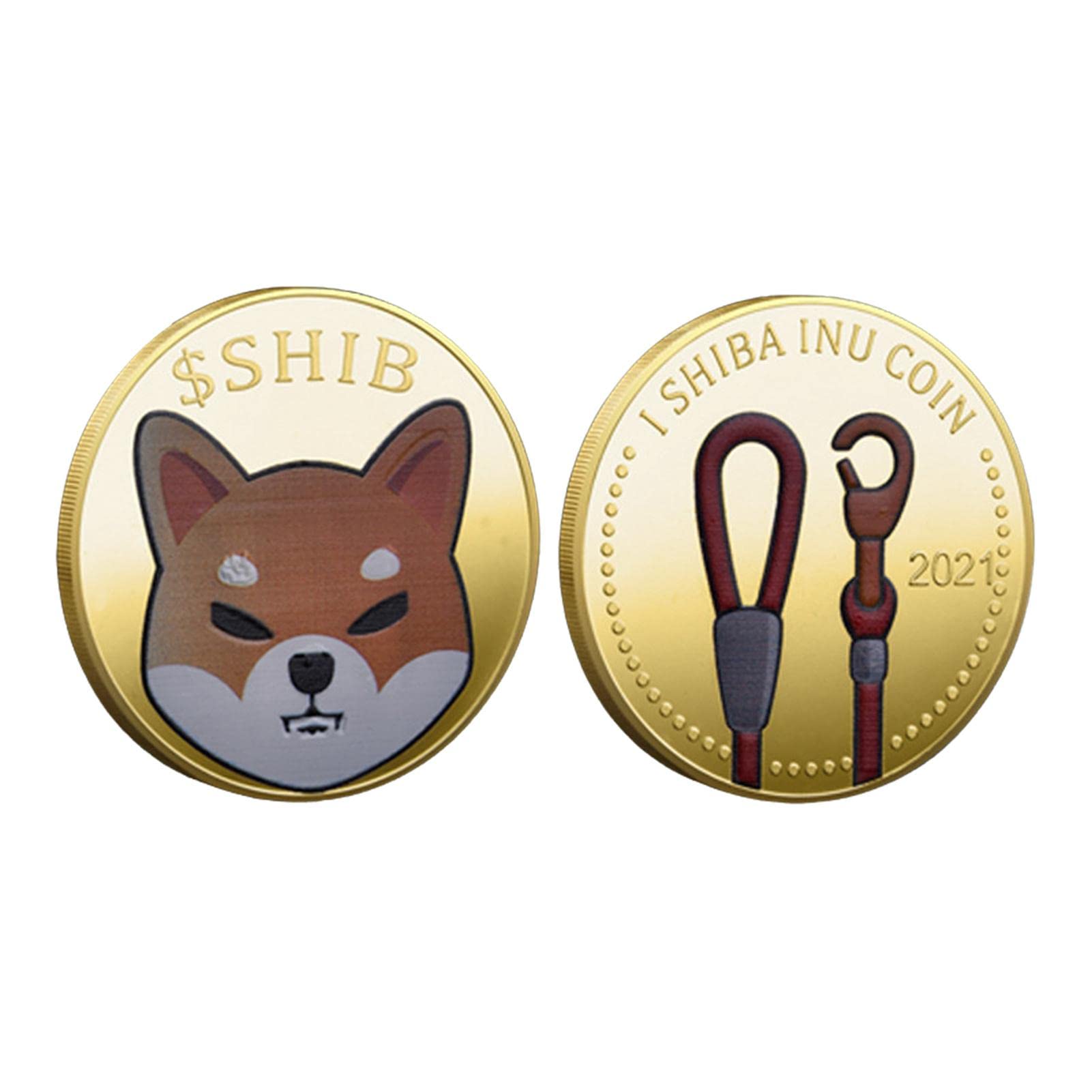 FIDEMM SHIBA INU 동전 SHIBA INU 기념 동전 강아지 동전 챌린지 동전 컬러 프린트 양각 동전 컬렉션  선물-Freehip.co.kr