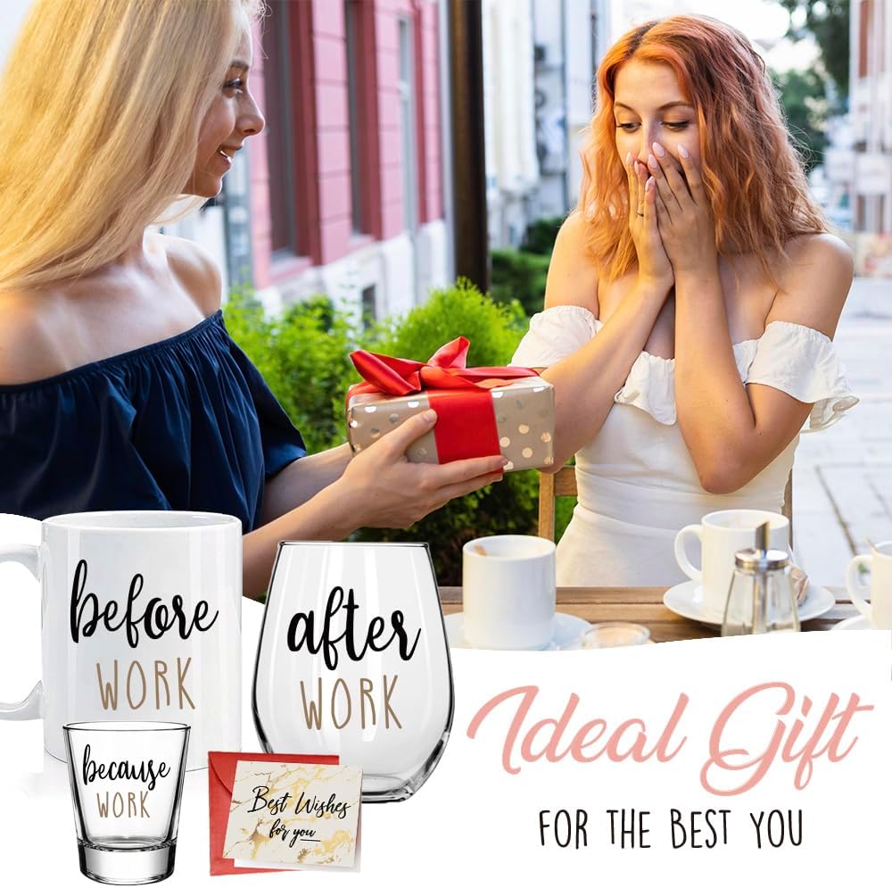 Before Work After Work Wine Glass Funny Coworker Gifts for Women Men - Thank You Gift for Boss, Coworker, Manager, Teacher, Nurse, Leader, Employe - Unique Co Worker Gifts for Boss Day - Image 4