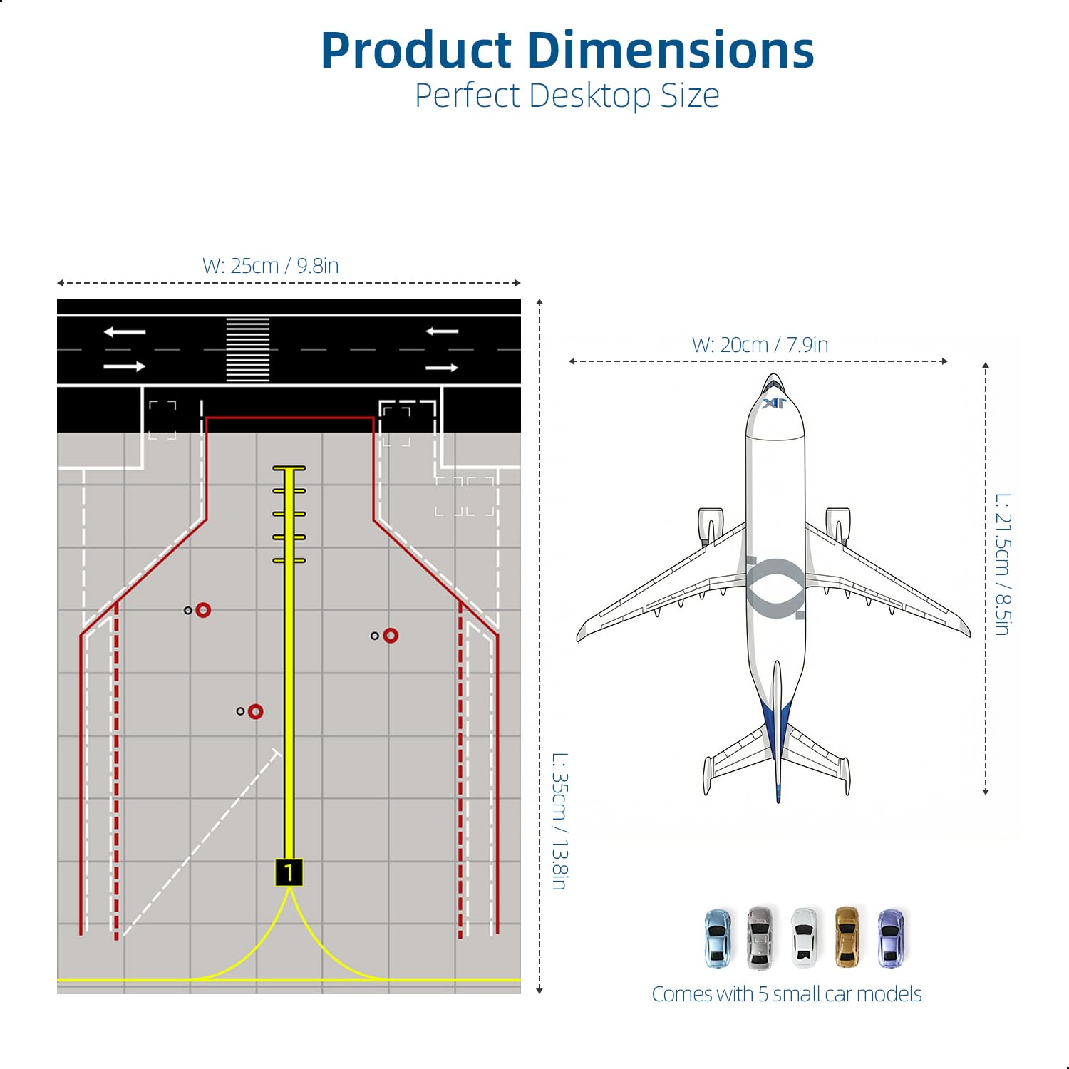 1/300 A330 Beluga XL - Maqueta de avión con alfombrilla de goma y 5 coches Diecast de metal para adultos, coleccionistas y decoración (alfombra: 25 x 35 cm)