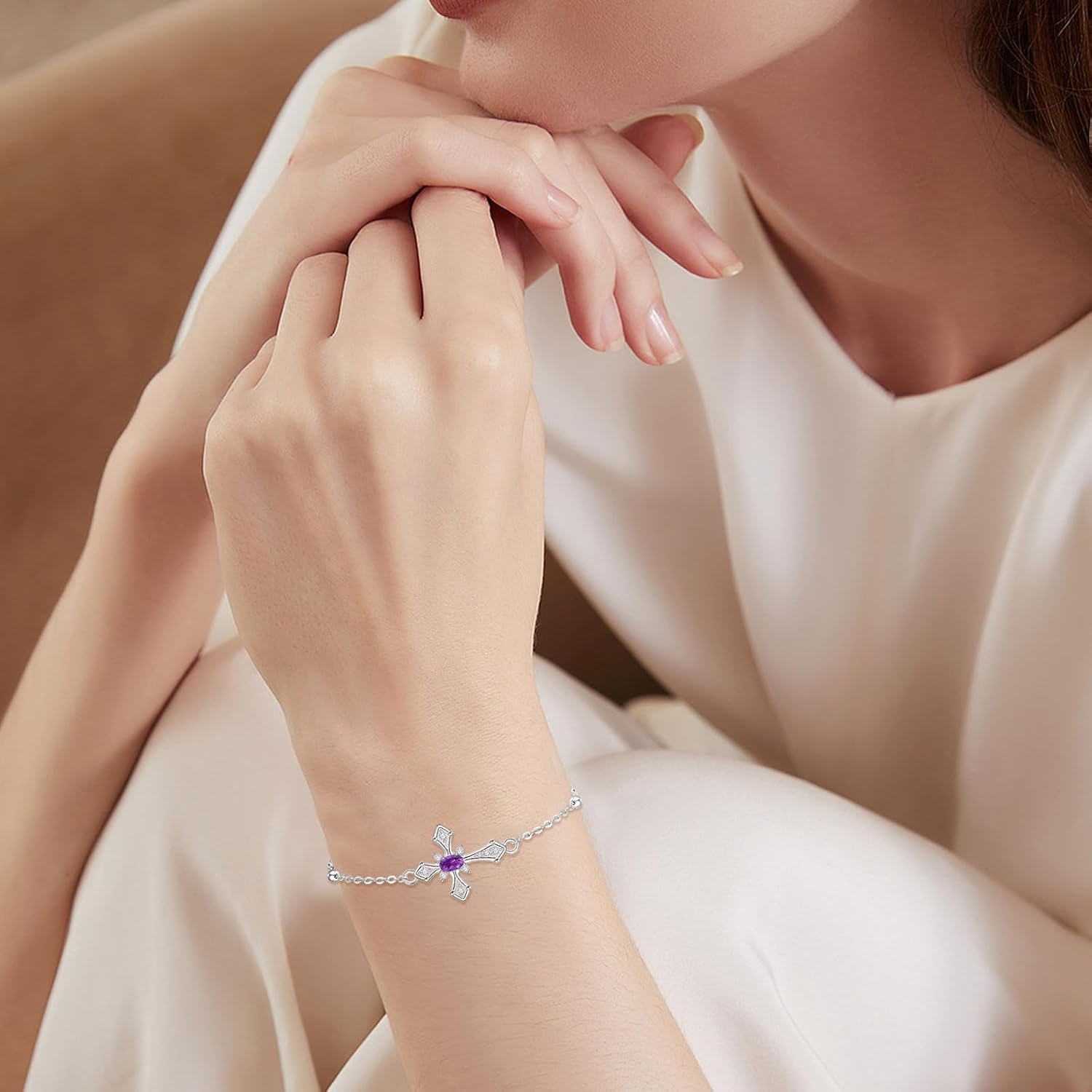 Palpitate Cross Bracelet 925 Sterling Silver Cross Bracelet for Women Christian Faith Jewelry Gifts for Women Wife Lover Her - Image 6