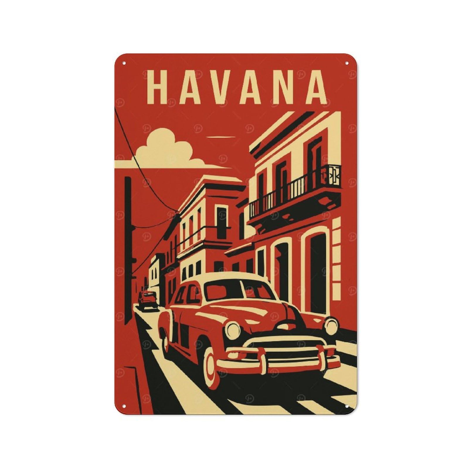 Junmoney Style-5 Havana Cuba Vintage Travel (2) Retro Metal Sign 30X20cm For Garage Or Workshop, With Clear Retro Wall Decor Character