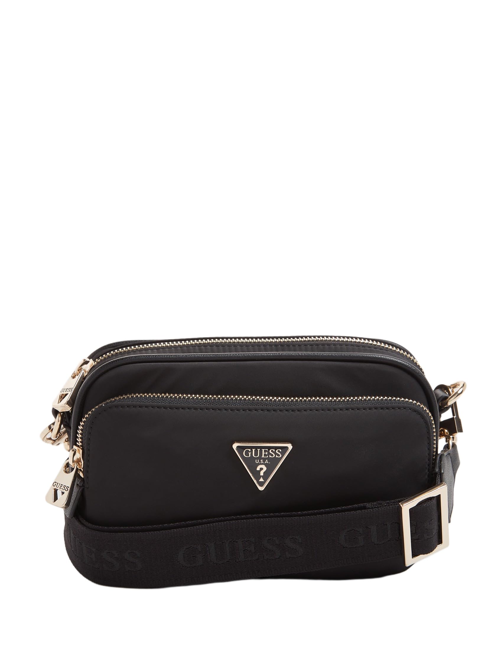 GUESS Eco Gemma Crossbody Camera, Bolsa Mujeres, Negro, T.​U