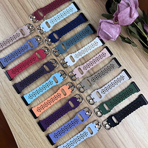 Ginkgonut Beautiful Silicone Slim Sport Band Compatible With Fitbit Sense/Versa 3 / Versa 4 / Sense 2 Bands Women, Soft Silicone Lace Replacement Smartwatch Wristband For Women #TOP5