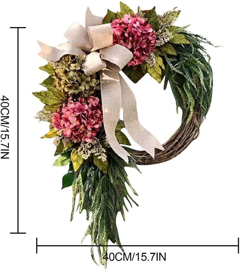 Spring Artificial Flower Wreath for Front Door Garland Wall Decoration Farmhouse Outdoor Garden Hanging Decoration