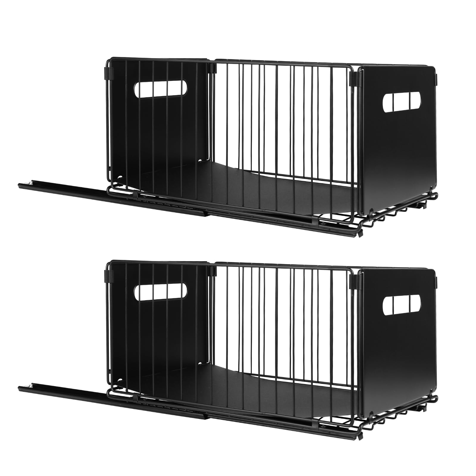 Adjuble Under-Sink Sto Set - 2 mensole scorrevoli regolabili in altezza per cucina e bagno, salvaspazio, nero, 38 x 25 x 19 cm, massimizza l'efficienza Sto