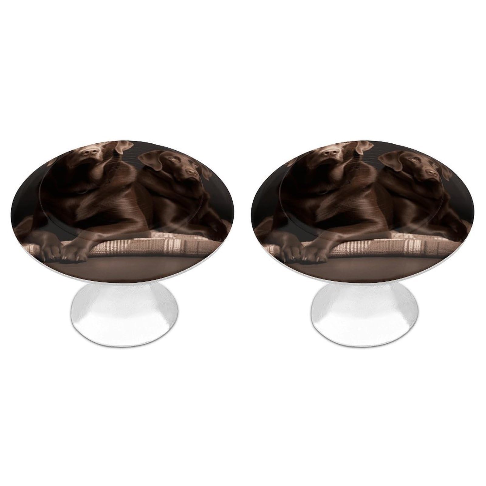 Vstadank Style Brown Labrador Retriever Cabinet Knobs Round Wardrobe Pulls Simple Drawer Handles With Screw Aluminum Alloy Closet Door Pull Modern Cabinet Hardware For Dresser Drawers 2 Pack