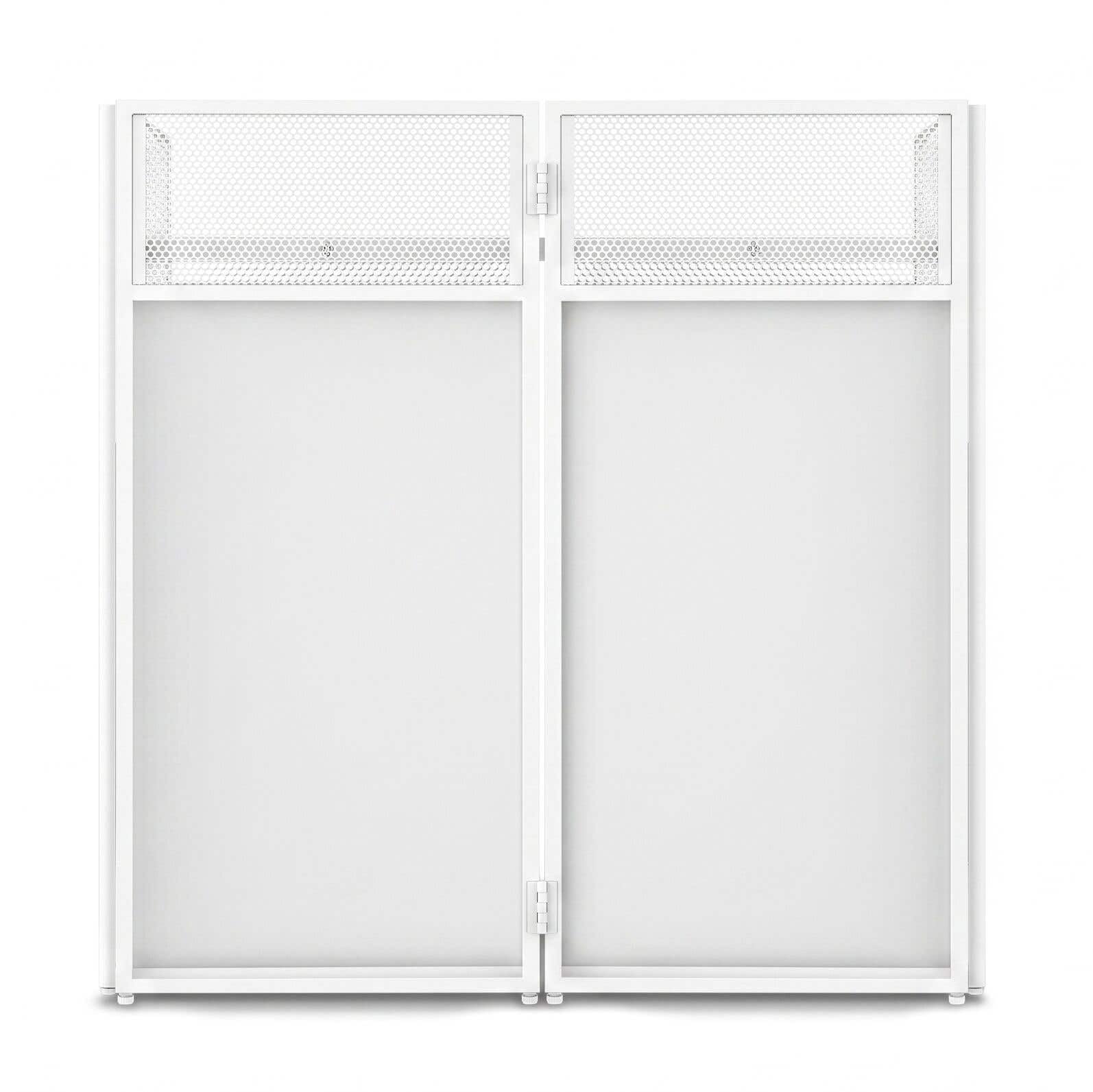 Vonyx DB4W Cabina DJ Plegable Blanca de 1 Metro con Mesa Perforada, 4 Paneles de Licra Ignífuga, Bolsa de Transporte, Estructura Metálica, Soporta 25 kg para Bodas, Eventos y Fiestas