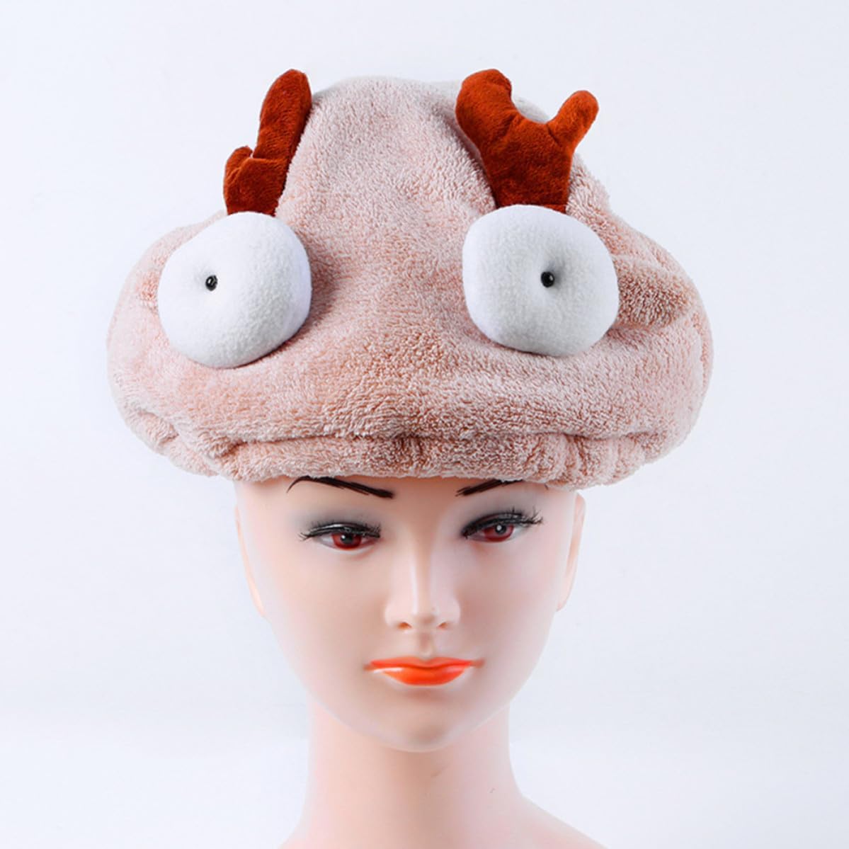 INOOMP Cartoon Hair Drying Cap with Button Water Absorption Quick Dry