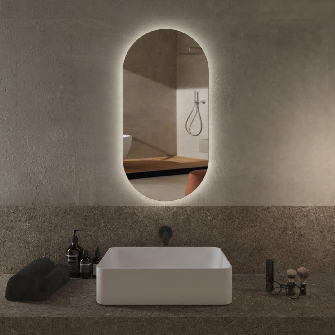 Kiamami Valentina - Specchio retroiluminato LED ovale reversibile 400x800 - IP44-4000K
