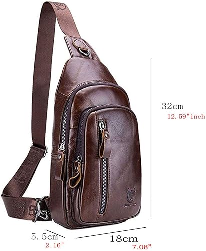 Miniatura 5 de Mochila estilo bandolera de piel para hombres y mujeres, bandolera de hombro, al pecho, mochila de uso diario para viajes, al aire libre,