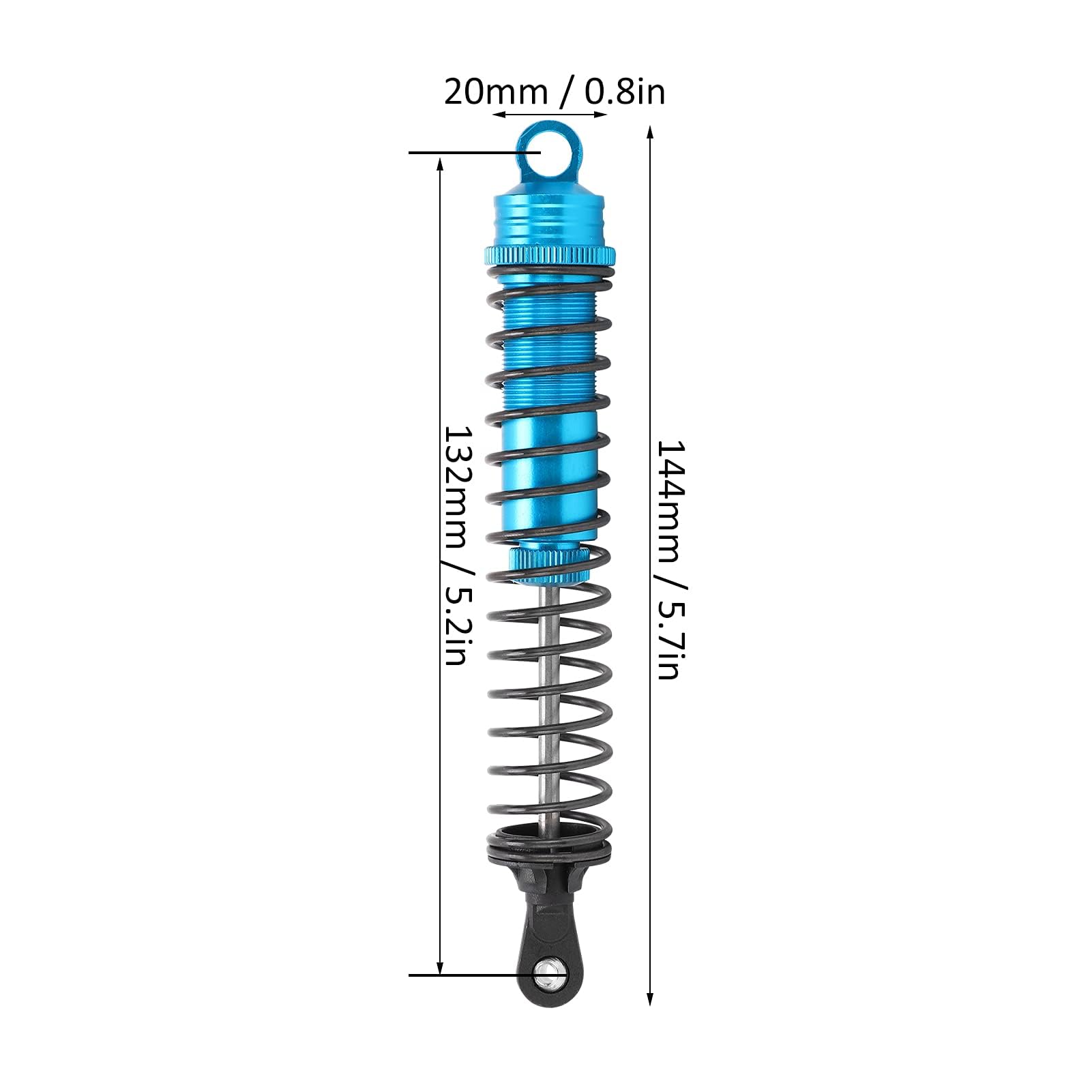 Amortisseur RC, 2 Pièces RC 144mm Rempli D'huile Réglable, Bonne flexibilité pour Les Voitures Tout-Terrain sur Chenilles 1/8 RC (Bleu)