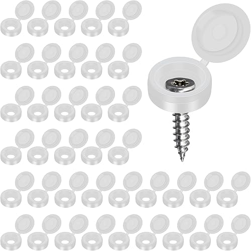 Aleric 100 tapas de rosca, tapas de rosca de plástico con bisagras de 0.236 pulgadas de diámetro interior, cubiertas plegables para tornillos para
