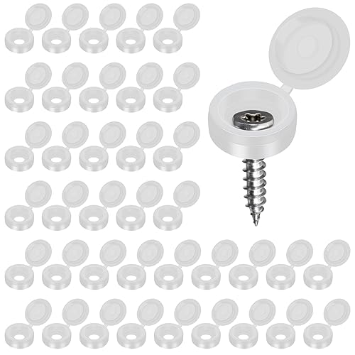 100 tapas de rosca, tapas de rosca de plástico con bisagras, tapas plegables para tornillos de obturador, tapas de arandela a presión, tapas