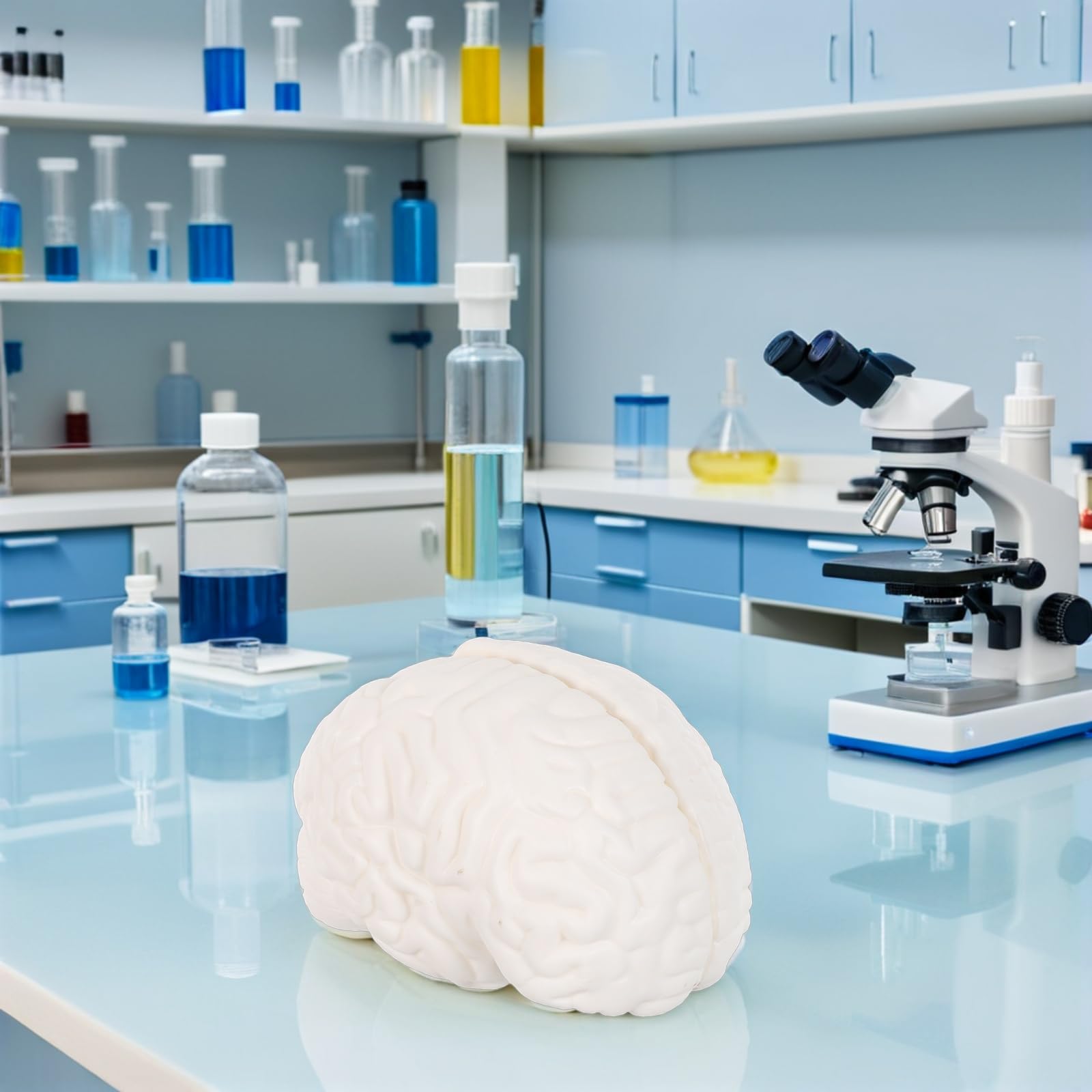 Modello Anatomico Cervello Dettagli Realistici, 3 Parti Smontabili, Materiale Durevole, Strumento per Studio Biologia e Ricerca Medica