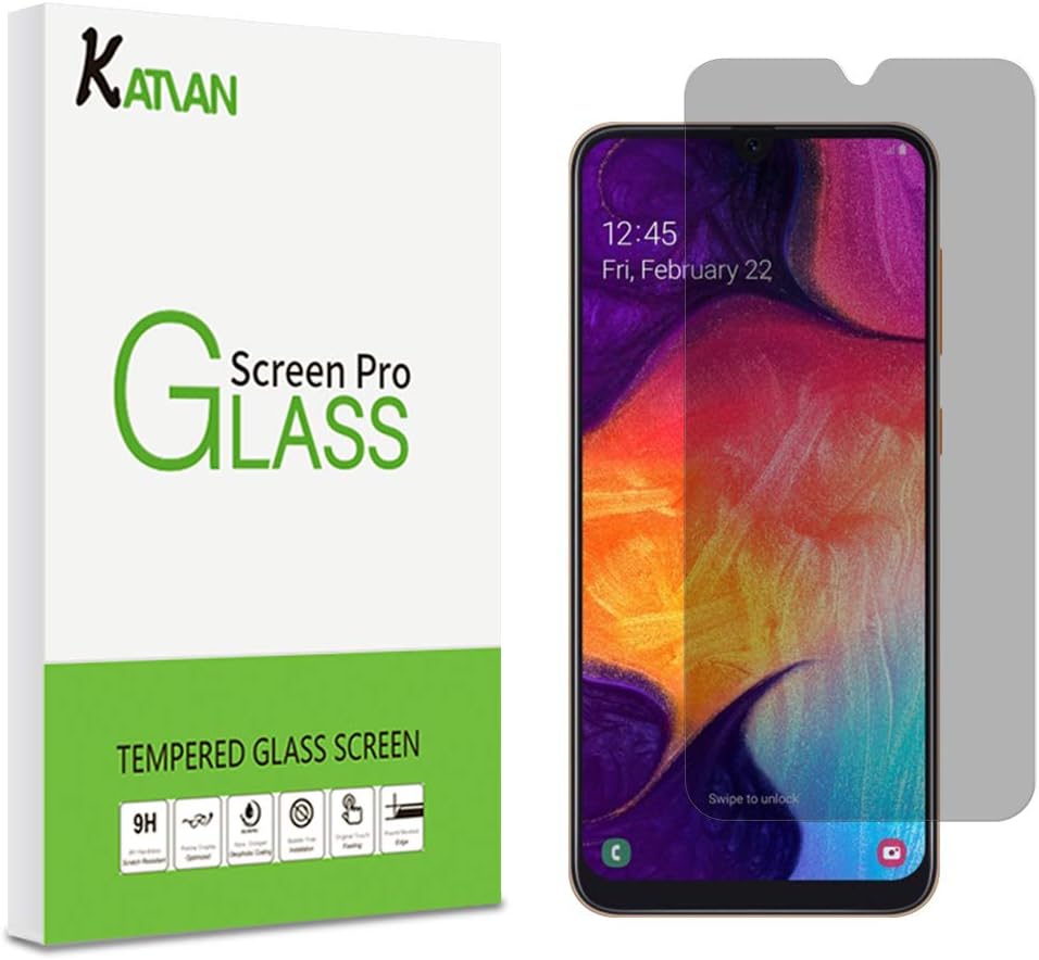 [2 Pack] Samsung Galaxy A50/30 Privacy Screen Protector, KATIAN 9H Hardness [Anti Scratch][Anti-Fingerprint] [Bubble Free] Flim for Samsung Galaxy A40s/A20