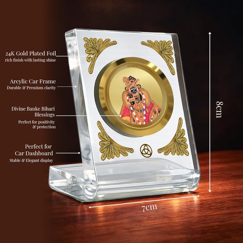 Image of DIVINITI 24K Gold Plated Religious Car Dashboard Frame | Premium God Idol Frame for Car, Home Mandir & Office Table | Spiritual Gift, Decorative Showpiece
