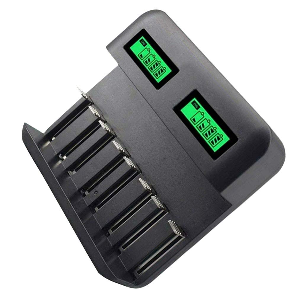 Leeadwaey Chargeur de batterie 8 emplacements alimenté par USB AA/AAA/C/D avec écran LCD Noir