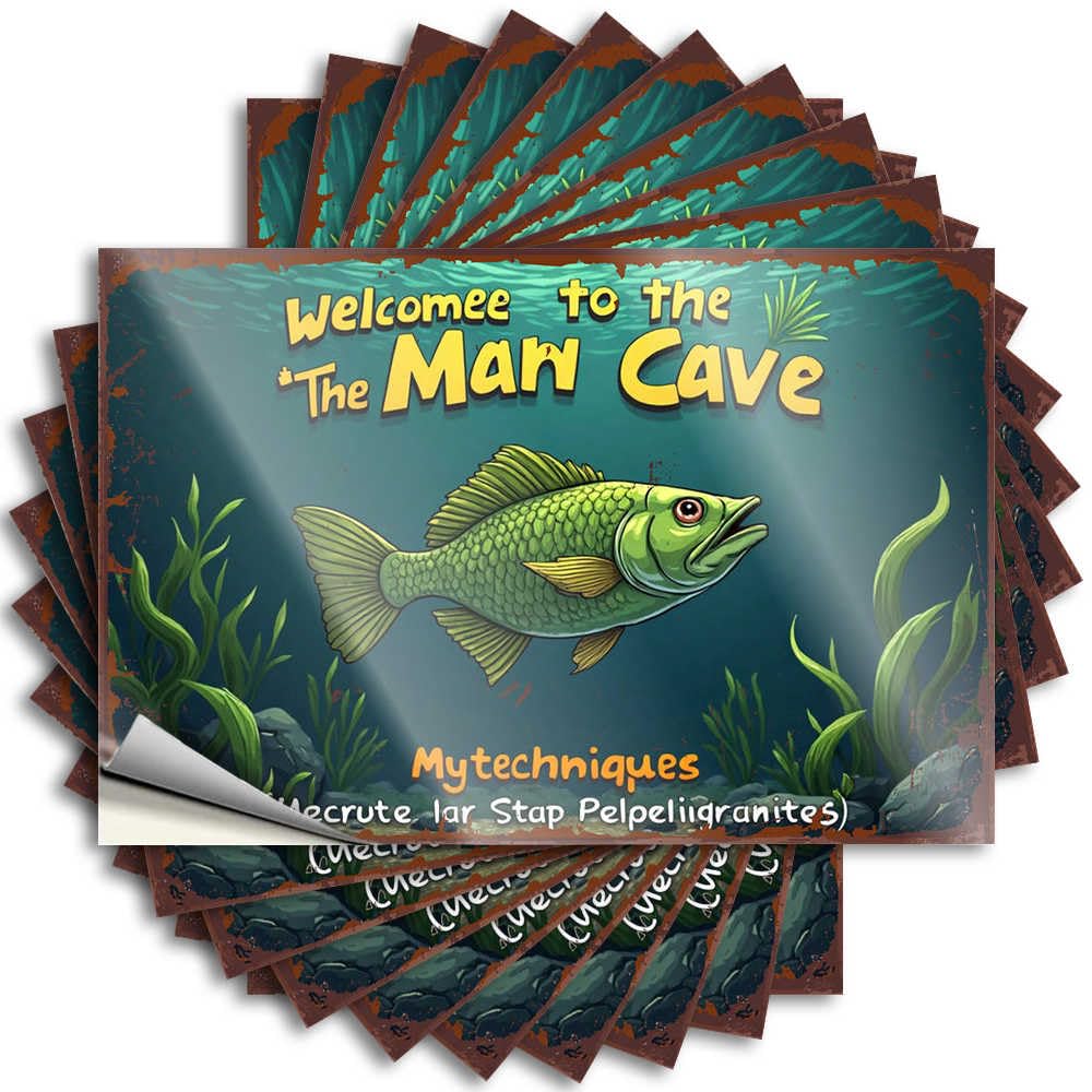 Fzfn Colour Good Stickers Aesthetic Decals, Core Cute Pattern Design For Sports Notebook | Laptop Removable Vinyl Exploring Underwater Wonders: A Fishy Adventure In The Man Cave(8X12cm)
