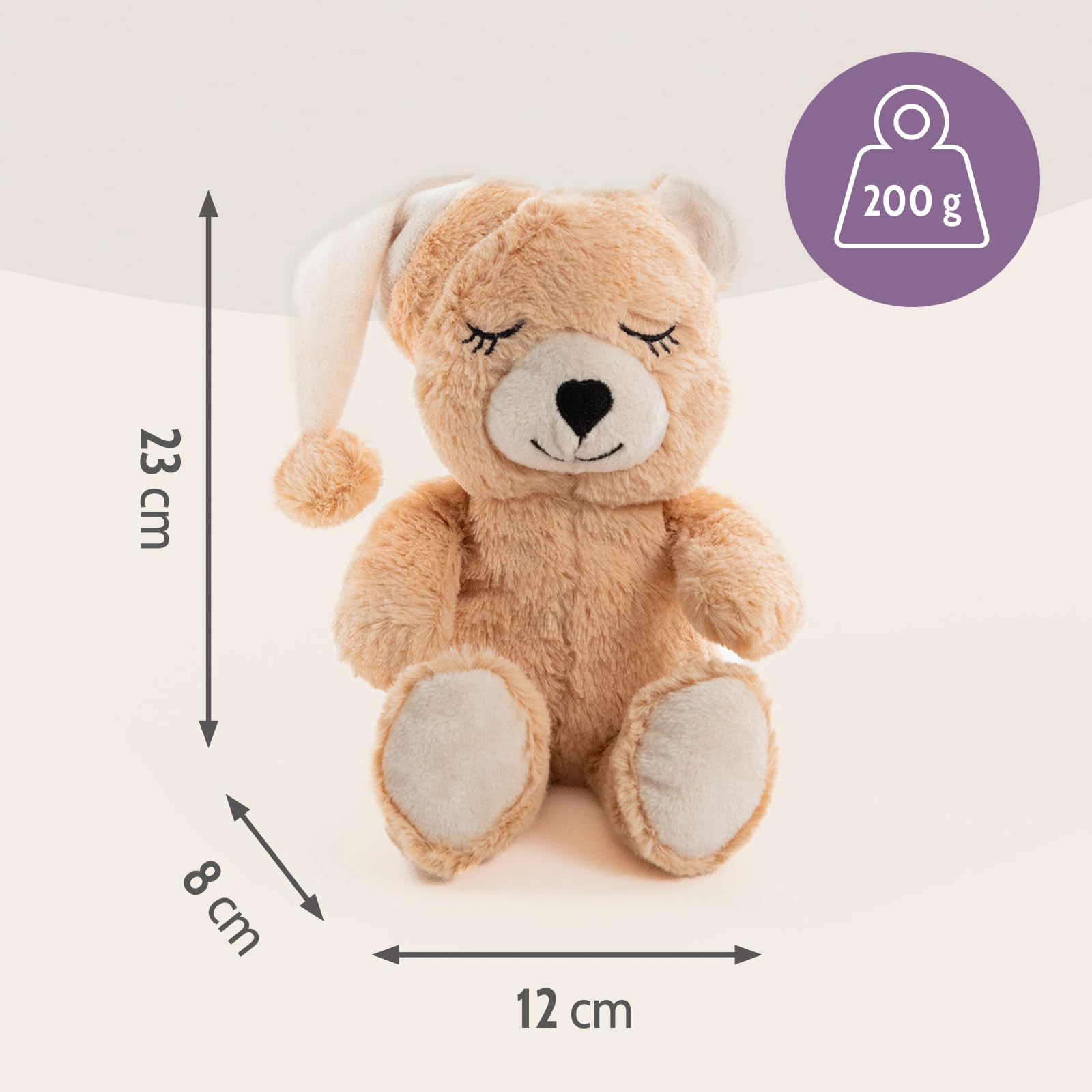 Habibi Premium MIDI Deluxe – Cojín de calor para bebé y niños – 2036 Mini oso, relleno de mijo extraíble, para calentar en el microondas – Peluche para recién nacido