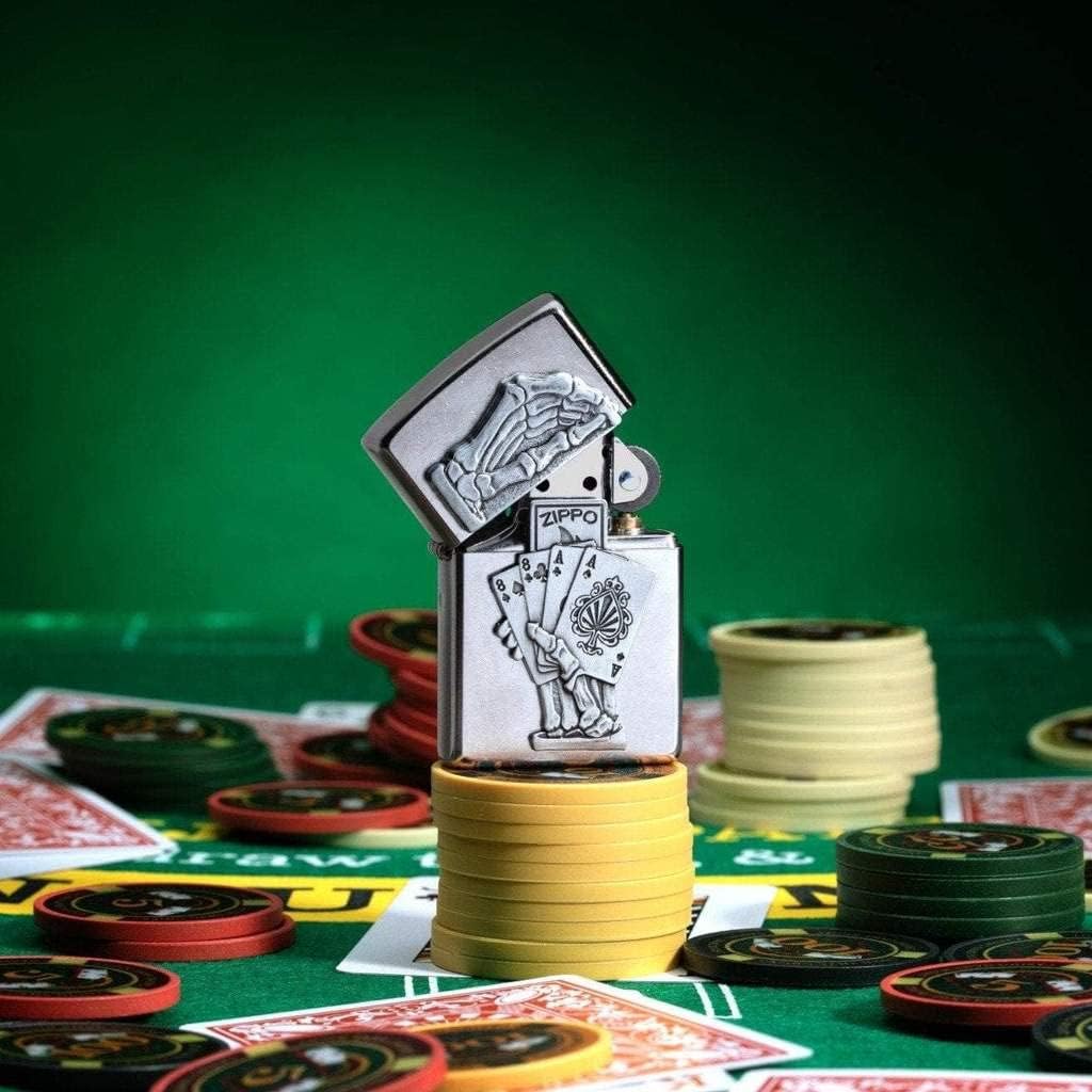 Zippo Lighter - Personalized Custom Message Engraved on Back Lucky Card Game Ace of Spades Zippo Windproof Lighter