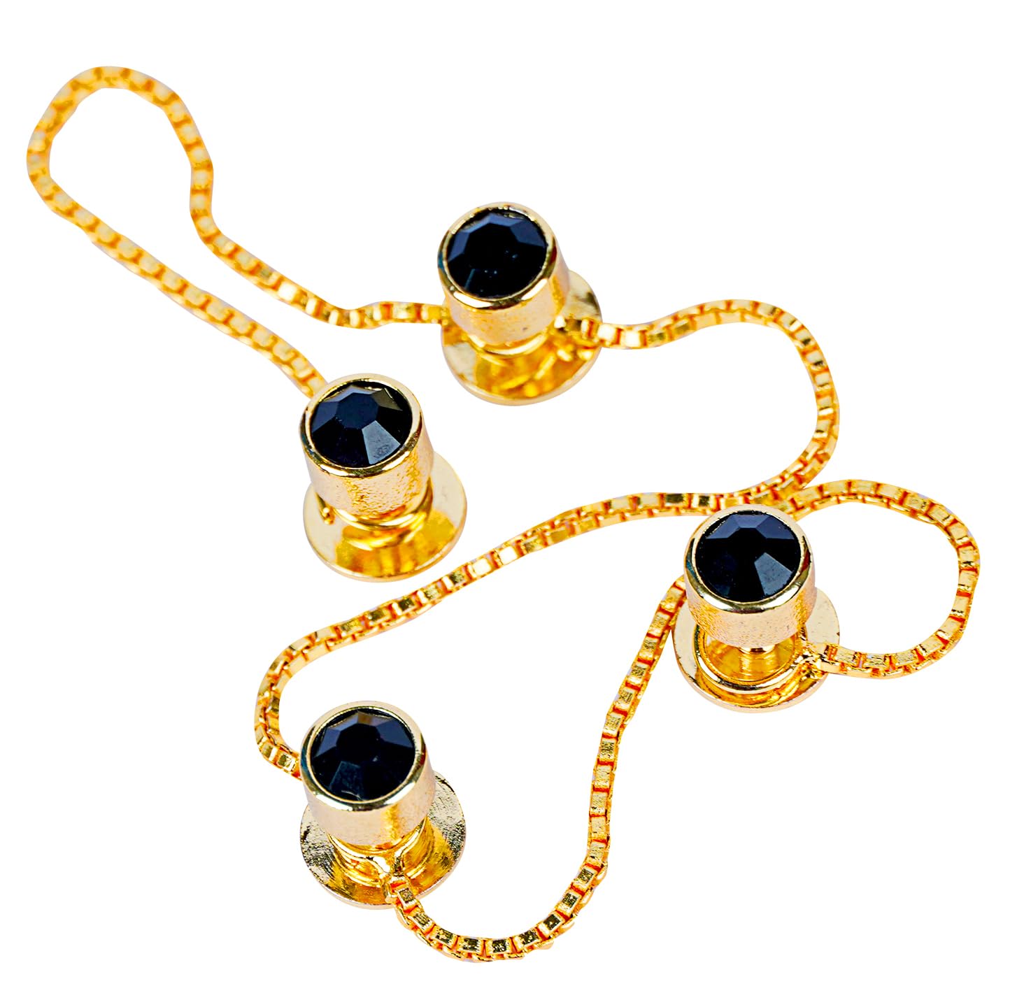 Epraiser Gold Plated Popup Disco Black Onyx Gemstone Fancy Designer Ethnic Kurta Buttons for Men-image-40