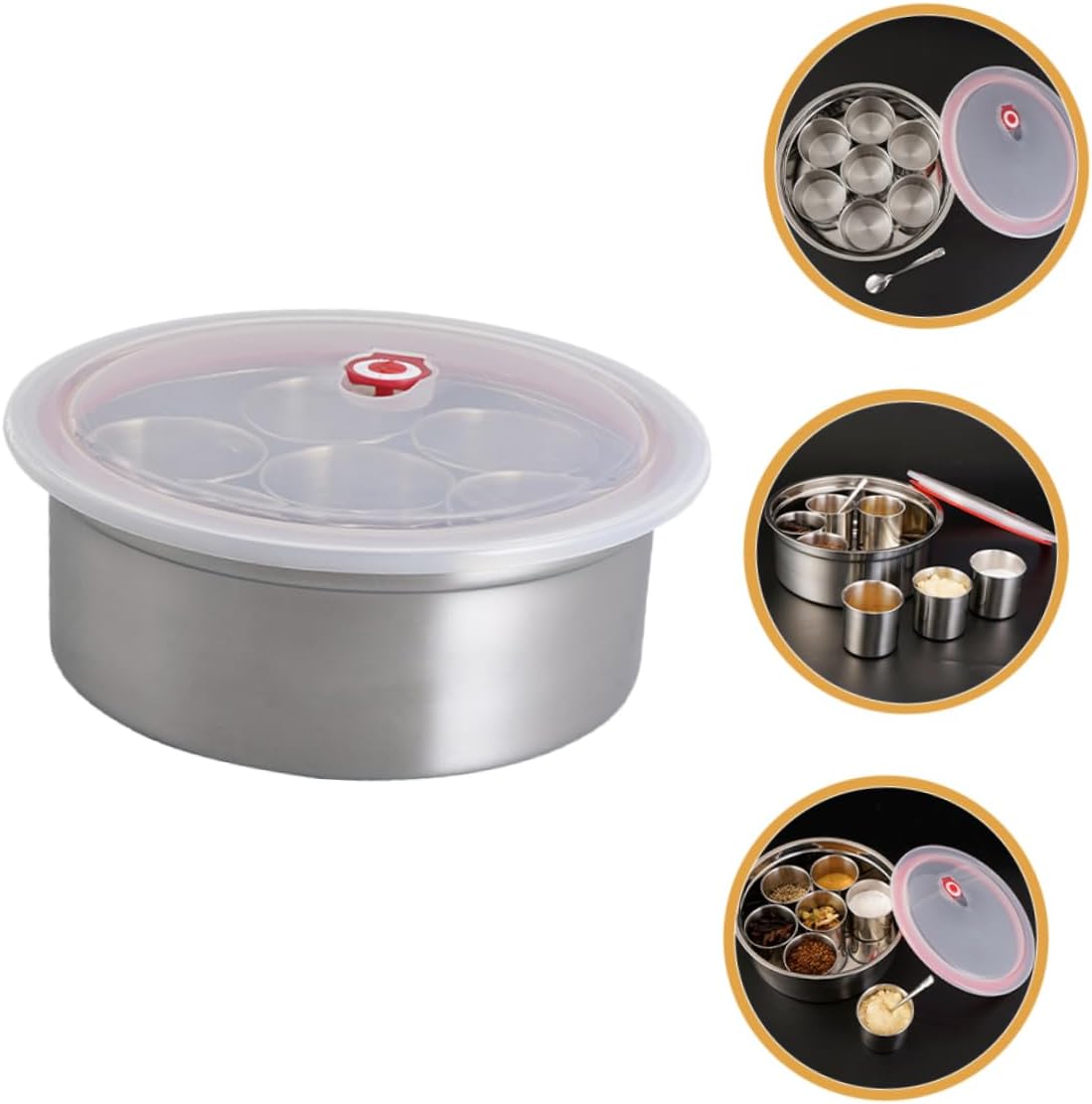 PRETYZOOM 1set Stainless Steel Spice Box Lid Multi-functional Condiment Container for Home Kitchen Restaurant and Hotel Use for Storing Salt Pepper and Seasonings