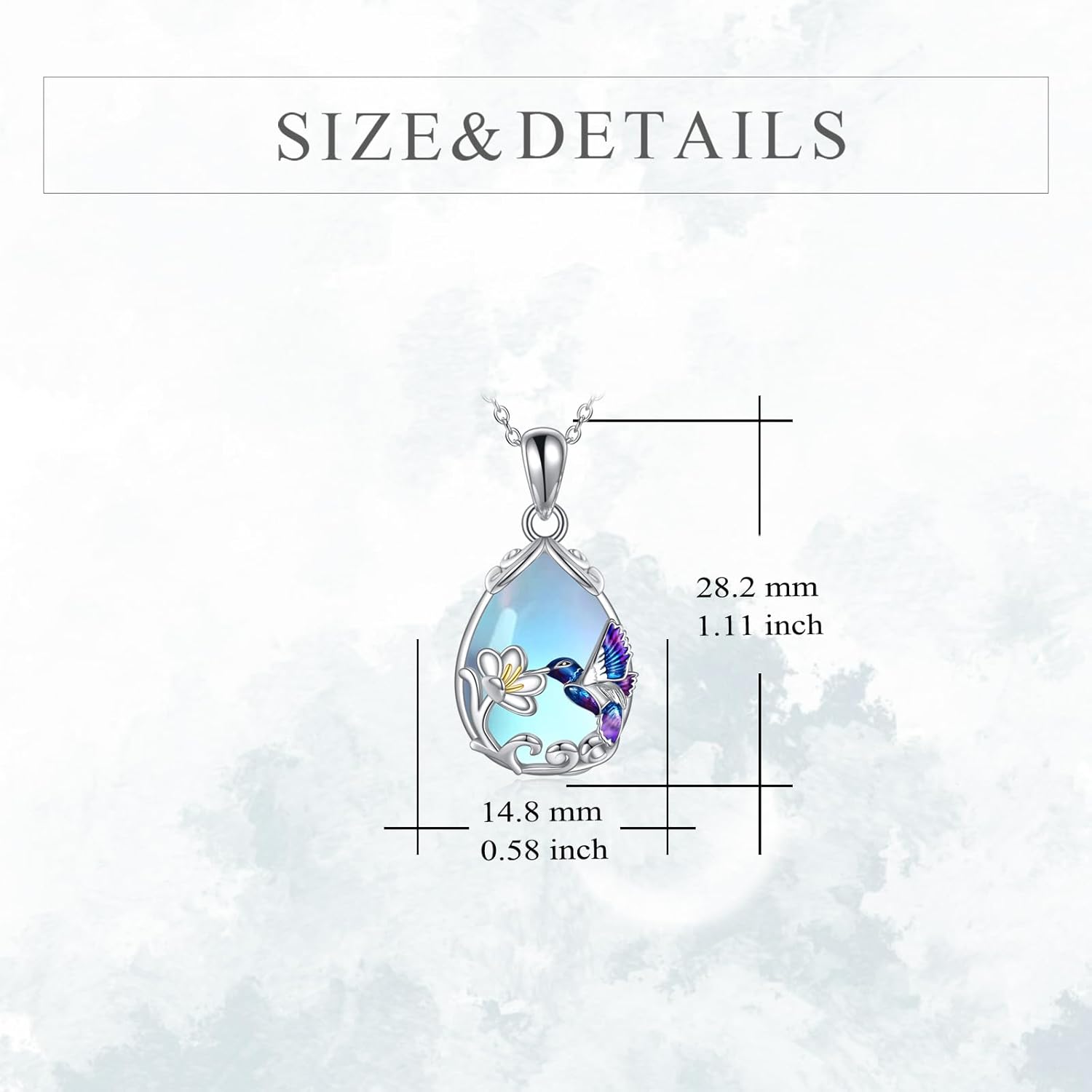 YFN Hummingbird Necklace for Women S925 Sterling Silver Blue Purple Hummingbird Pendant Necklace Hummingbirds Flower Jewelry Charm Memorial Mothers Day Gifts - Image 4