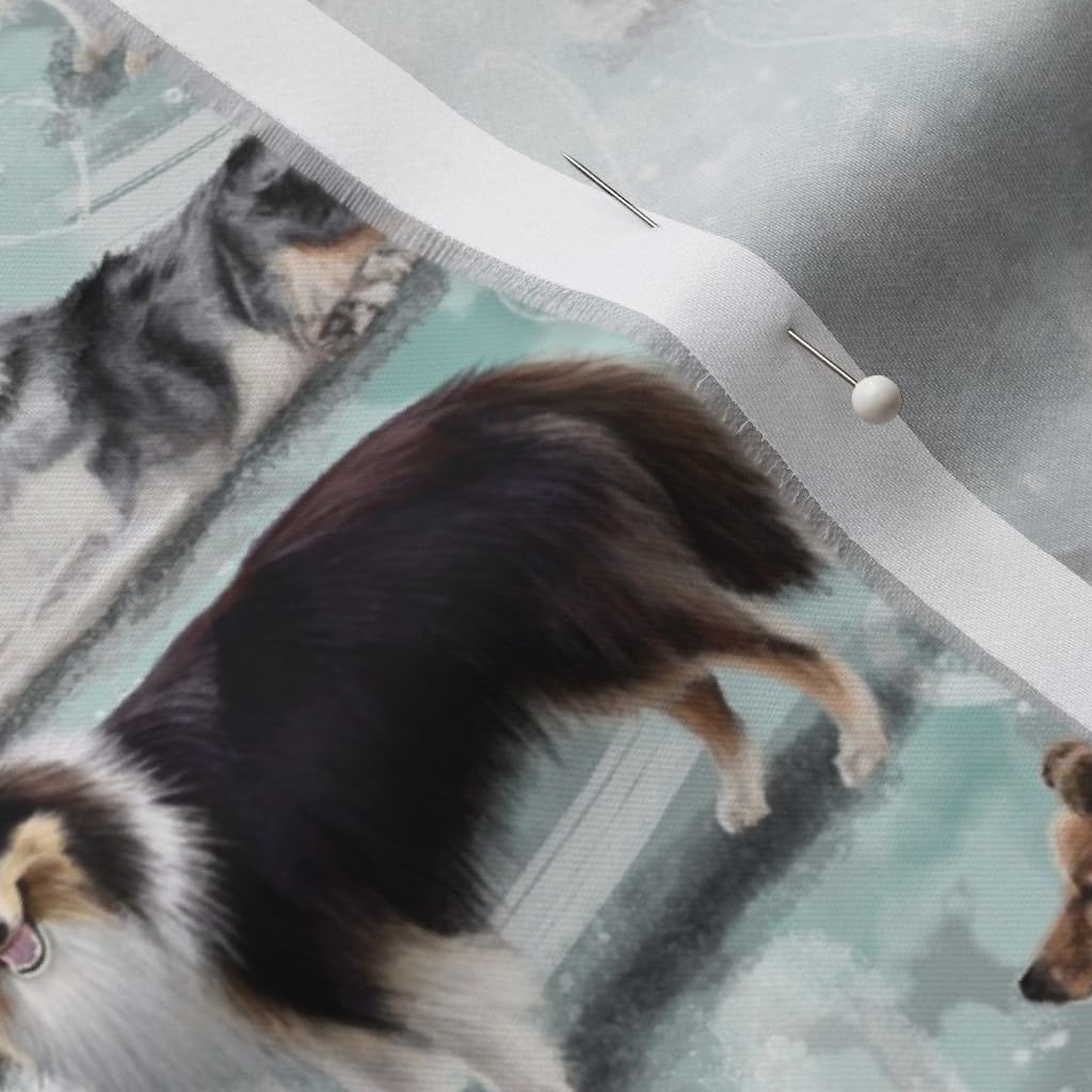 Spoonflower Fabric - Shetland Sheepdog Puppy Sheep Border Puppies Collie Breed Printed on Organic Cotton Sateen Fabric by The Yard - Sewing Quilting Apparel Home Decor
