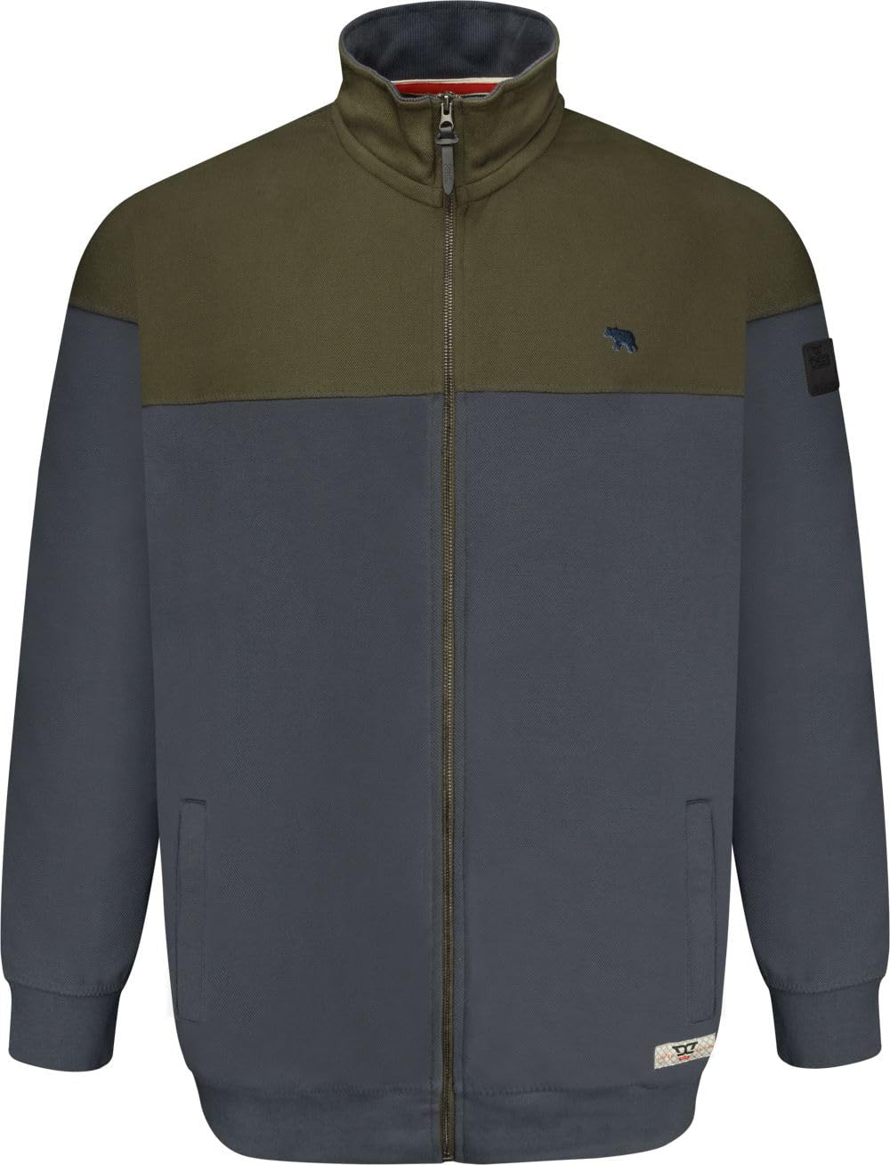 D555 Men's Grey Duke Denham Zip Through Pique Fleece Sweatshirt - 5XL