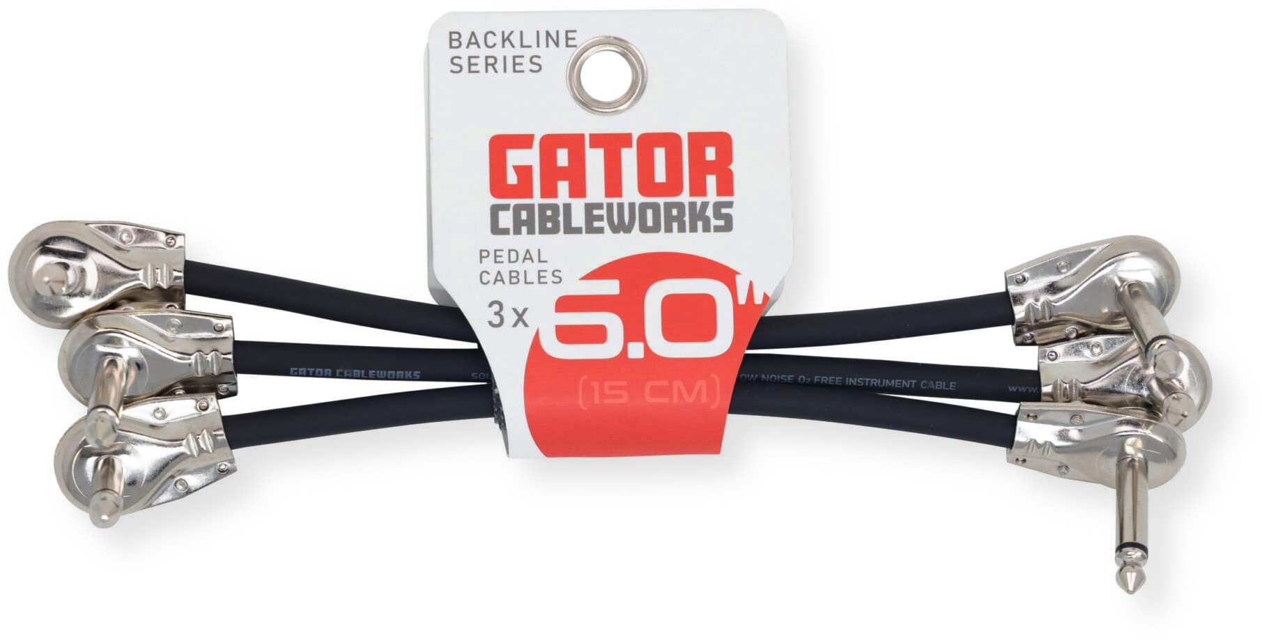 By Gator Cases Backline Series Standard 3-Pack of 6 Inch Straight to Right Angle Patch Cables; (GCWB-INS-6INRA3PK)