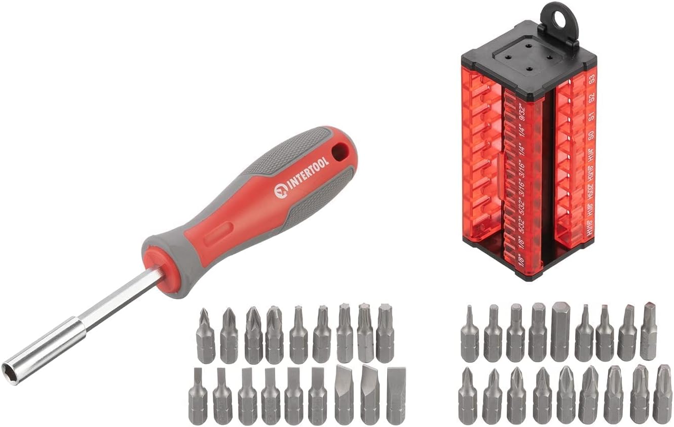 INTERTOOL 37-Piece Screwdriver Set, Multi-Bit All in One, High Strength Chrome Vanadium Steel, Phillips, Flat Head, Torx, Hex, Pozidriv VT08-3375