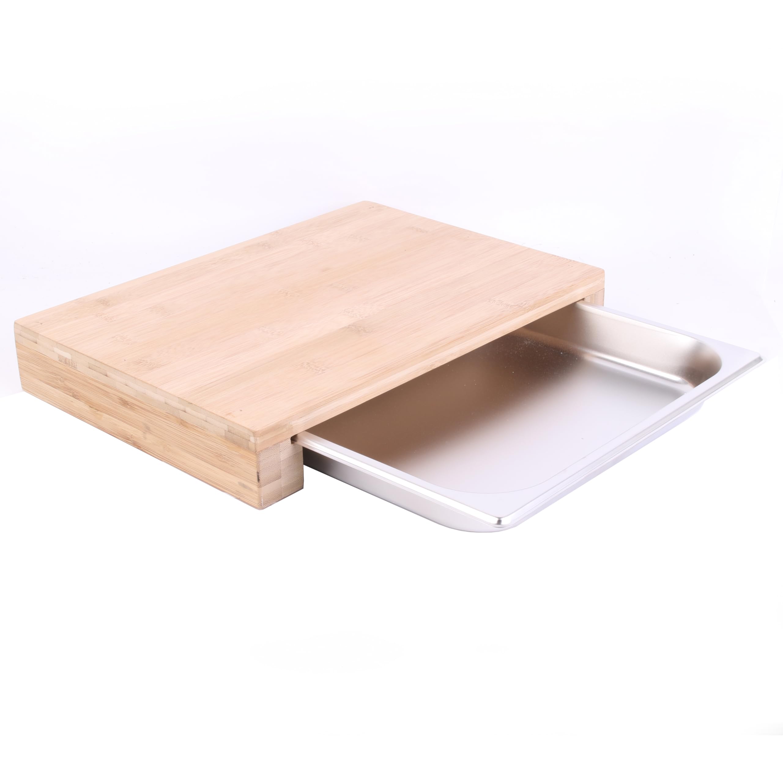 Planche à découper avec tiroir inox COOK CONCEPT, l'alliance durable du bambou et du bois