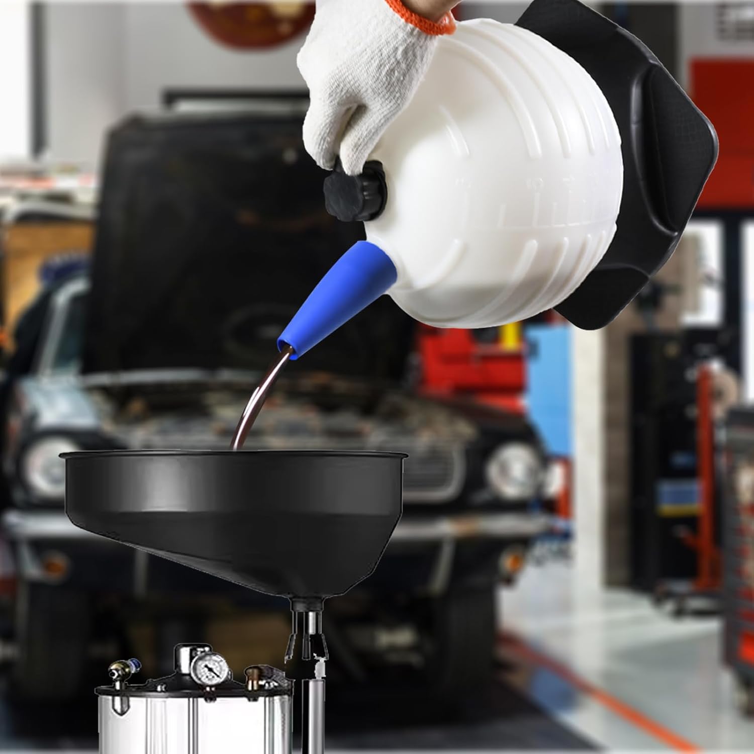 SMOTIVEPRO Oil Extractor Pump Vacuum 6L Pneumatic/Manual Fluid Extractor Professional Engine Oil Change Pump for Automotive and Marine