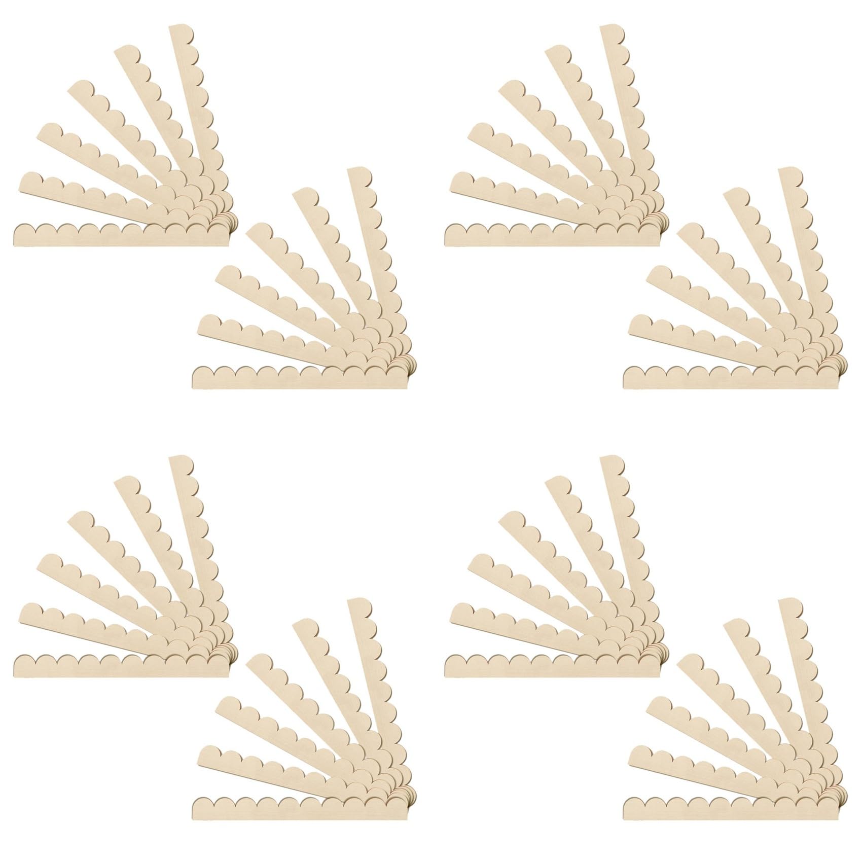 Jnchdghwa Wooden Scalloped Decorative Wood Trim Unfinished Scalloped Edge Molding Cute Diy Moulding Trims For Cabinet Window 48Pcs