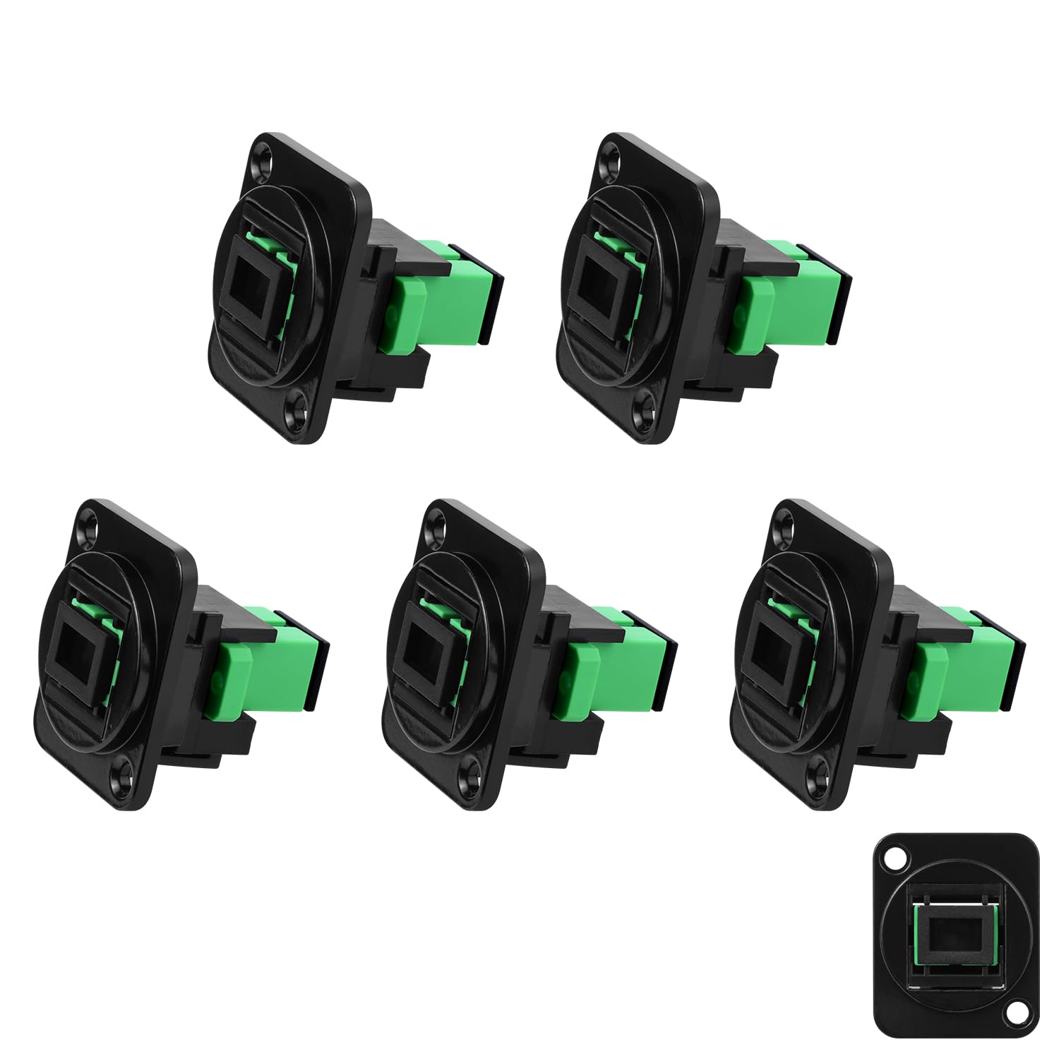 5pcs LC to LC Fiber Panel Mount Adapter LC Duplex Singlemode Fiber Optic Keystone Connector Socket Module, XLR Panel/D-Panel Mount, for Fibre Optic Network LAN Integrated Cablin