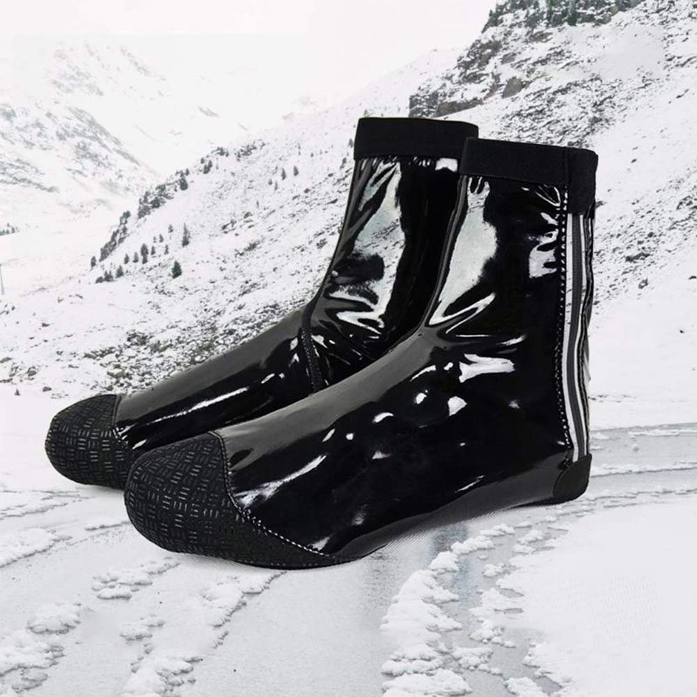Cubrezapatillas Impermeables para Ciclismo, Alta Elasticidad, Superficie de Cuero Brillante Cubrezapatillas para Bicicleta de Carretera de Invierno, Protector para cubrezapatos para MTB