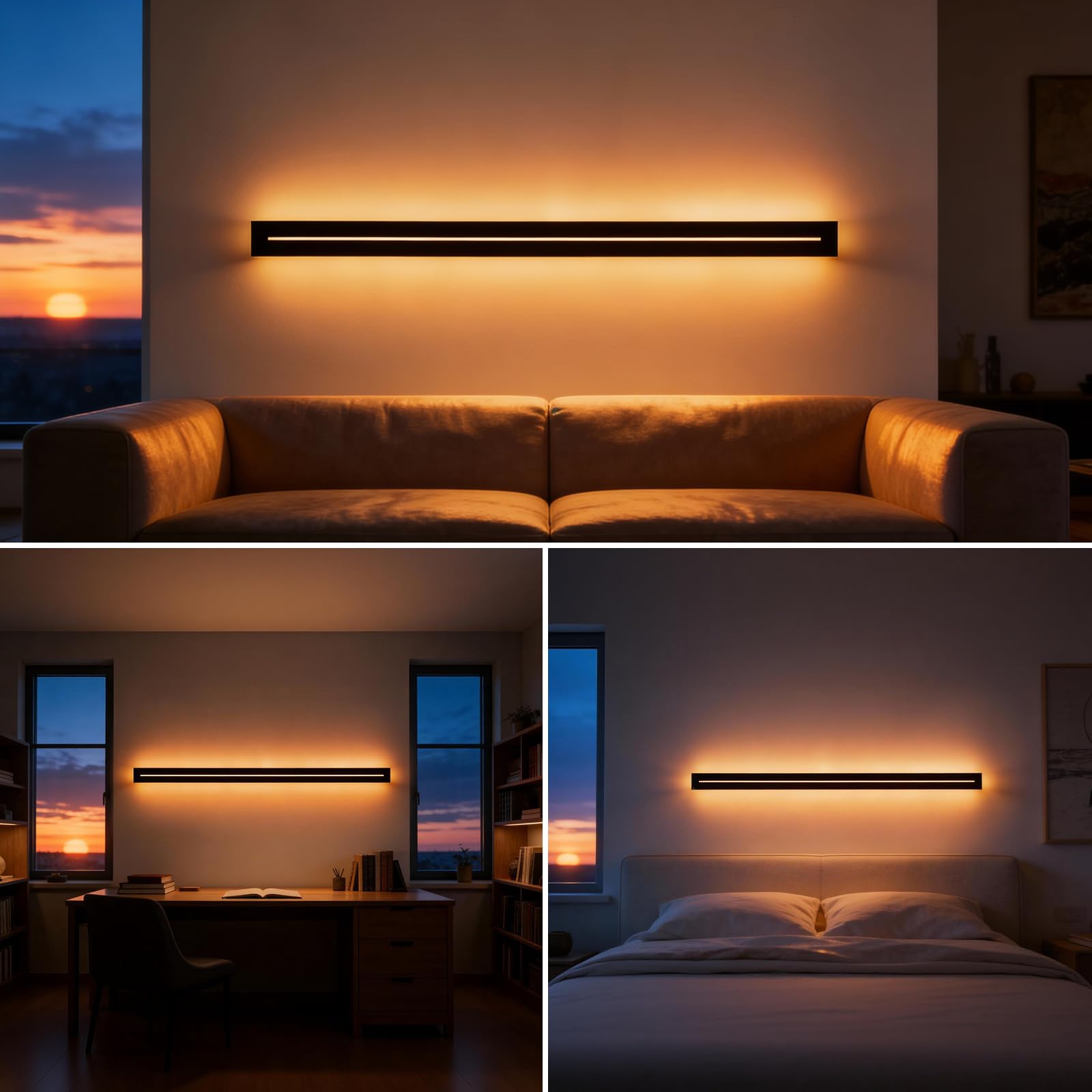 25W LED Wandleuchte Innen Dimmbar 100CM Wandlampe innen mit Fernbedienung,Up Down Wandlicht,Moderne Wandbeleuchtung Schwarz für Schlafzimmer Korridor Wohnzimmer Treppe Kinderzimmer Küche