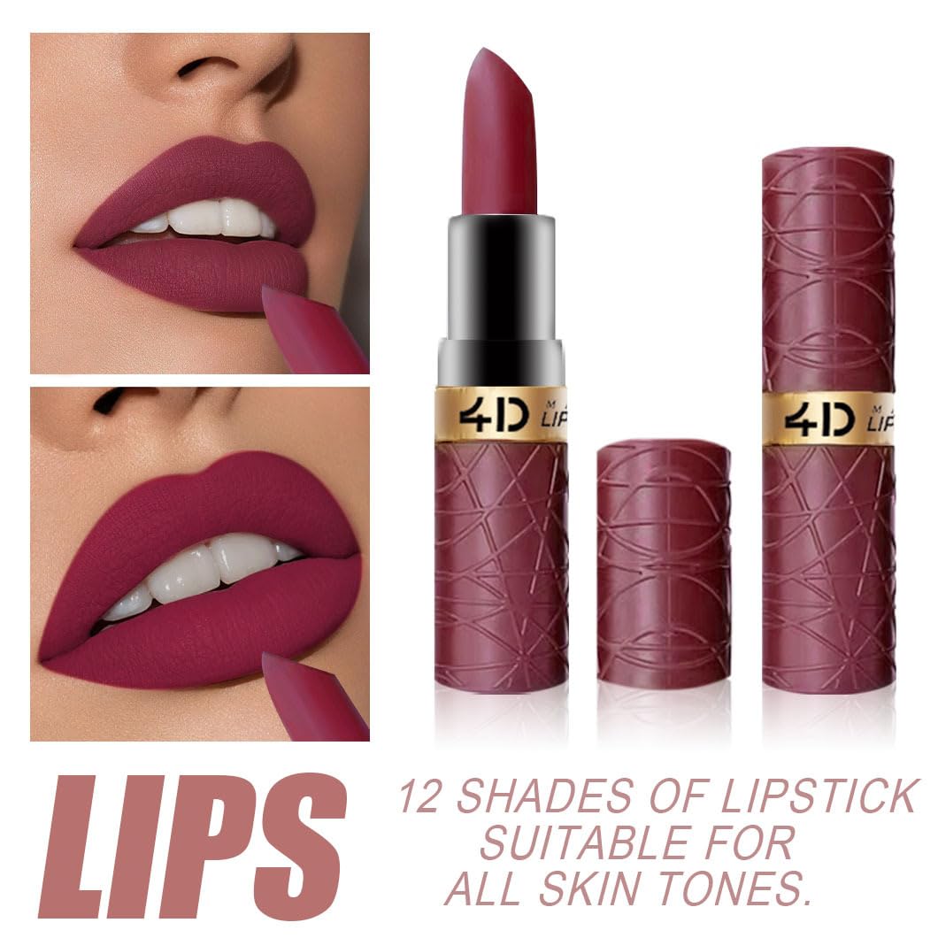 Matte Lipstick Set 6 Pcs Lipstick Pack with Nude, Rose, Coffee & Brown Shades Waterproof - Image 3
