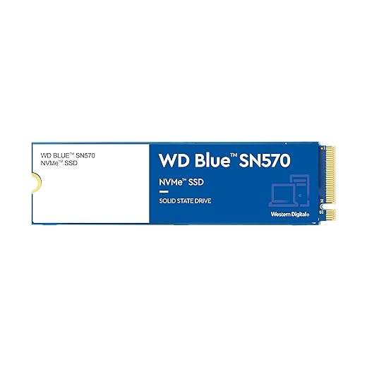 Western Digital 1TB WD Blue SN570 NVMe Internal Solid State Drive SSD - Gen3 x4 PCIe 8Gb/s, M.2 2280, Up to 3,500 MB/s - WDS100T3B0C