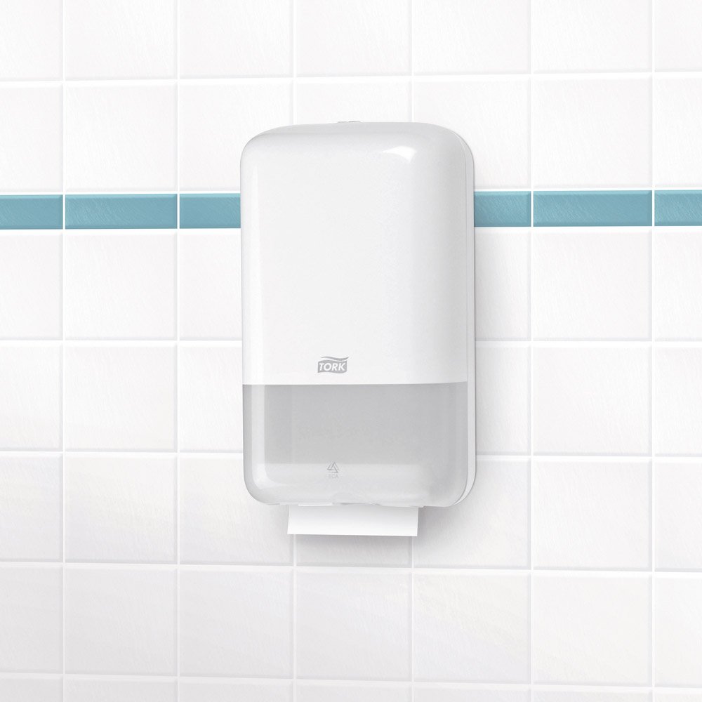 Tork plegable dispensador de papel higiénico de elevación 556000, 15,9 cm x 27.1 cm x 12,8 cm), color blanco