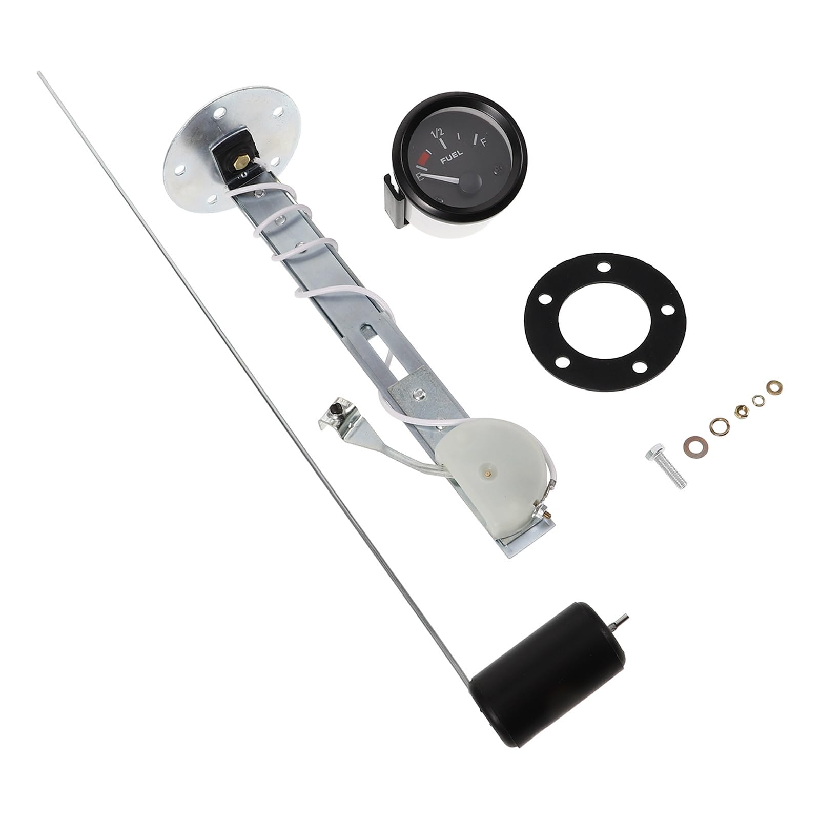 Jauge à Carburant Automobile 12V 52 MM Noire Indicateur à Aiguille et Flotteur Accessoire de Remplacement pour Véhicule Compatible Voitures et Utilitaires