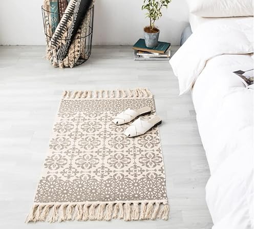 Ycxydr Fußmatte National Wind Baumwollmatte, handgestrickt, 60 x 90 cm (grau) Teppich Cover