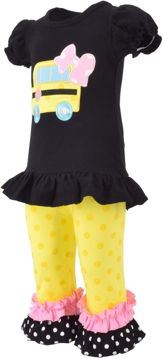 Unique Baby Girls Back to School Bus Shirt Boutique Outfit: Clothing, Shoes & Jewelry