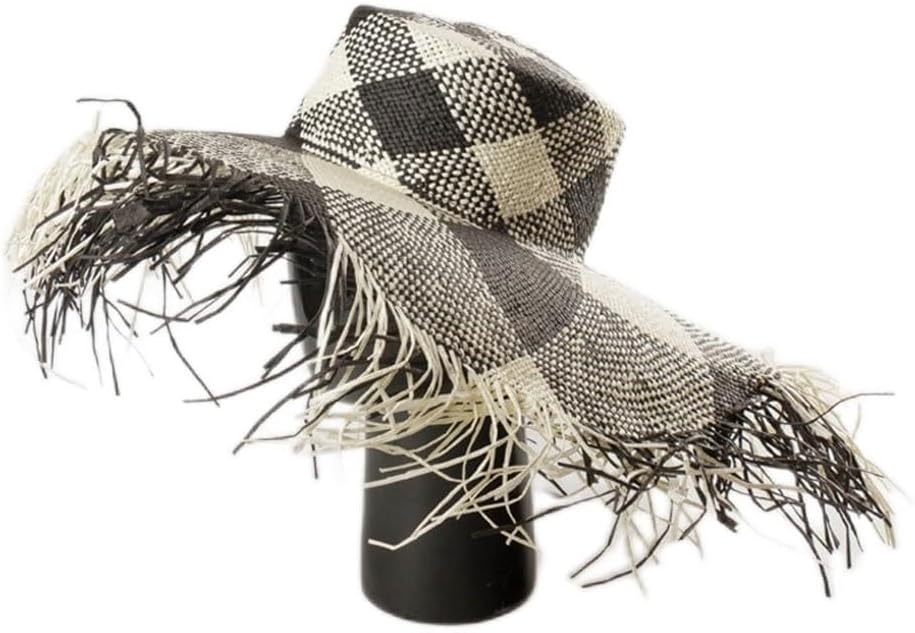 Gray, Black and White Geometric Spelling Color Flat Top Hair Beard Edge Large Eaves Hat Outdoor Sun