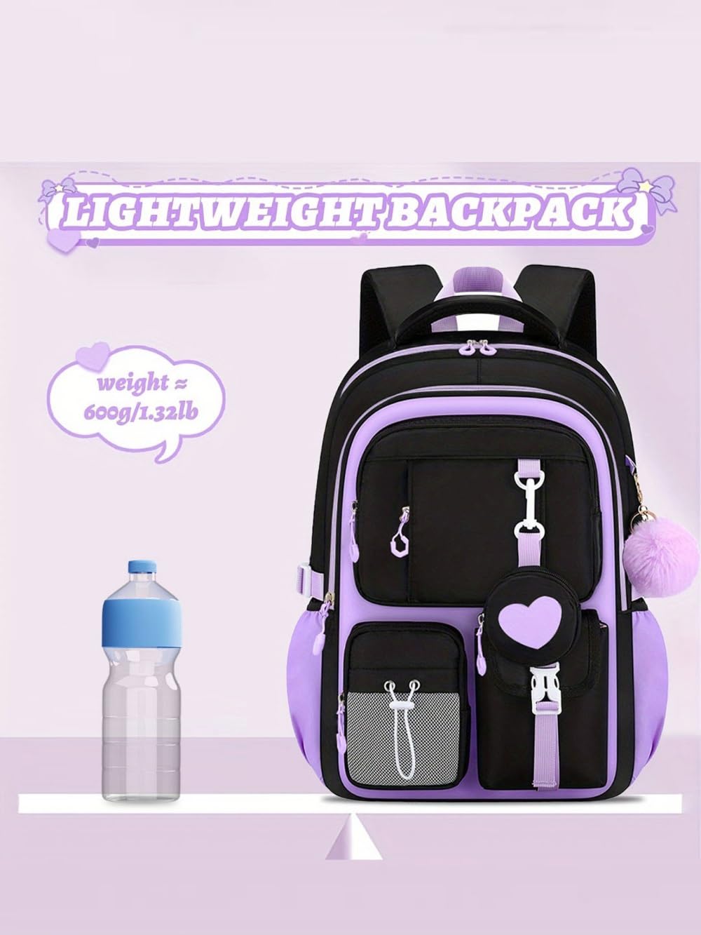 Kit de fournitures scolaires 3 pièces pour sac à dos grande capacité