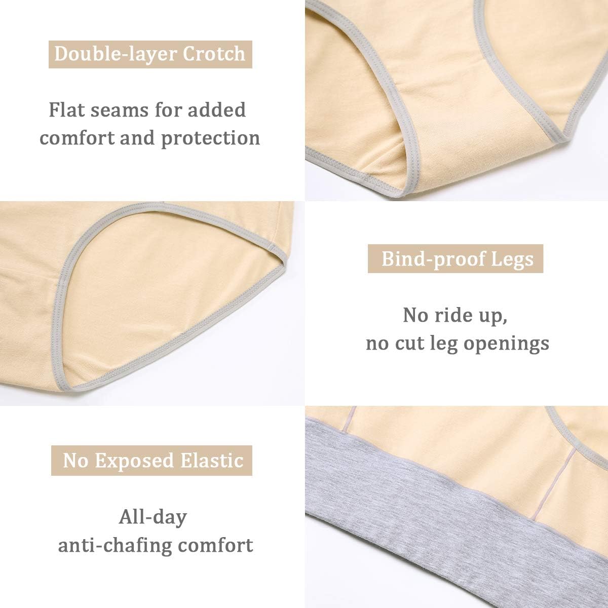 wirarpa Women's Cotton Underwear High Waist Breathable Briefs Soft Underpants Ladies Stretch Panties 4 Pack - Image 5