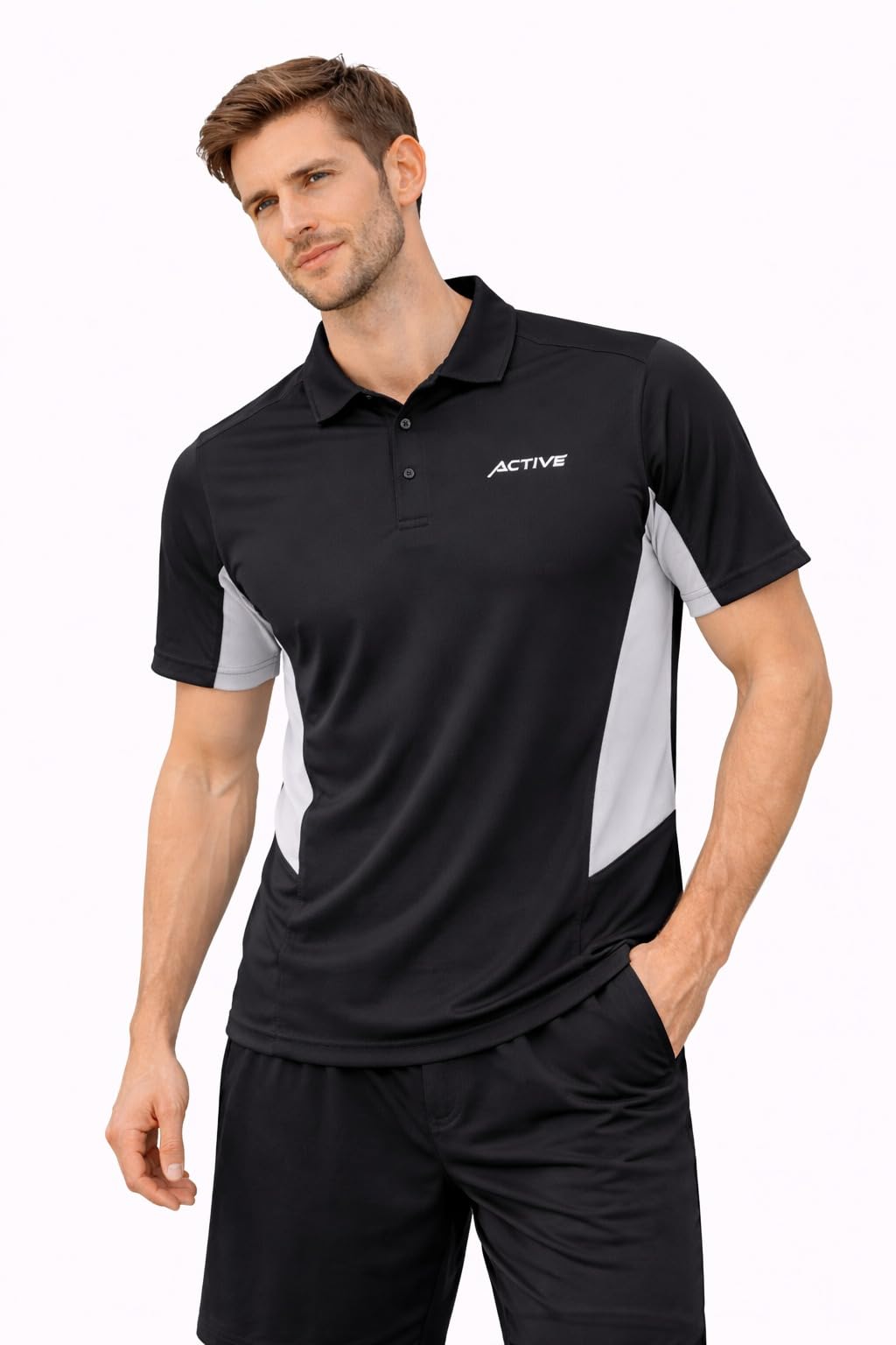 Mens Performance Collared Polo Shirt | Quick Dry, Lightweight, Breathable Sports & Everyday Wear Polo | Athletic Fit-image-3